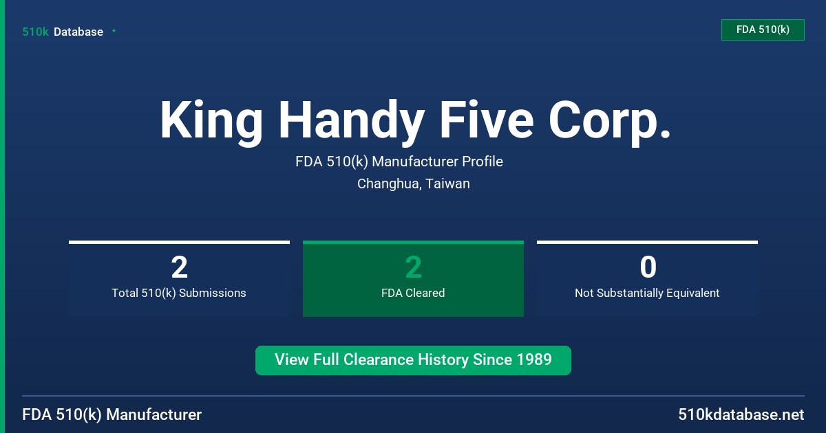 King Handy Five Corp. FDA 510(k) Manufacturer Profile
