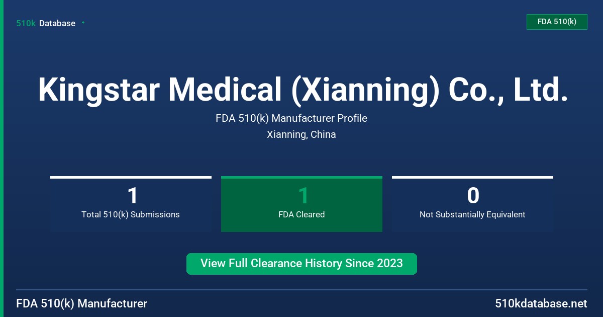 Kingstar Medical (Xianning) Co., Ltd. FDA 510(k) Manufacturer Profile