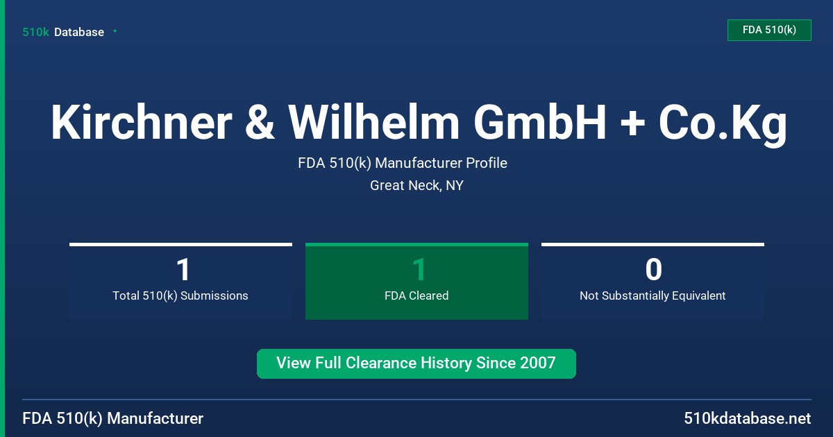 Kirchner & Wilhelm GmbH + Co.Kg FDA 510(k) Manufacturer Profile