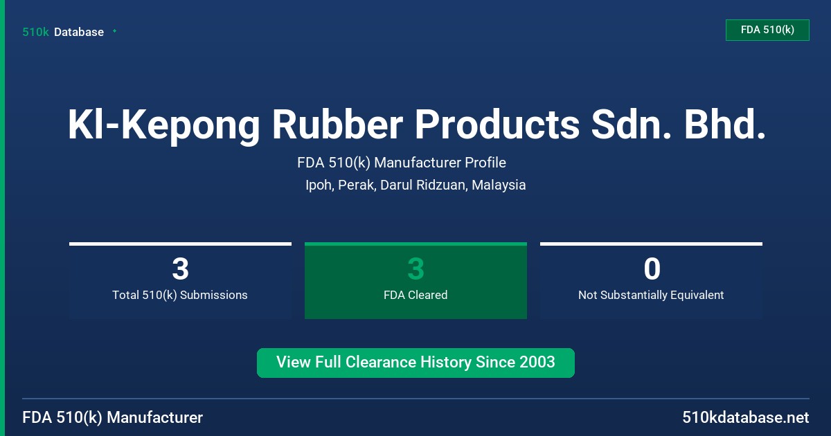 Kl-Kepong Rubber Products Sdn. Bhd. FDA 510(k) Manufacturer Profile