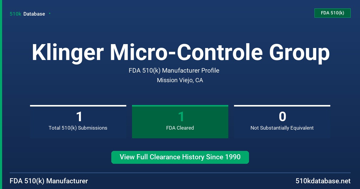 Klinger Micro-Controle Group FDA 510(k) Manufacturer Profile