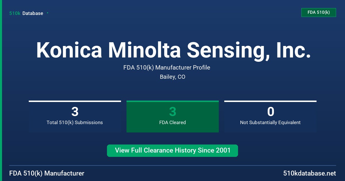 Konica Minolta Sensing, Inc. FDA 510(k) Manufacturer Profile