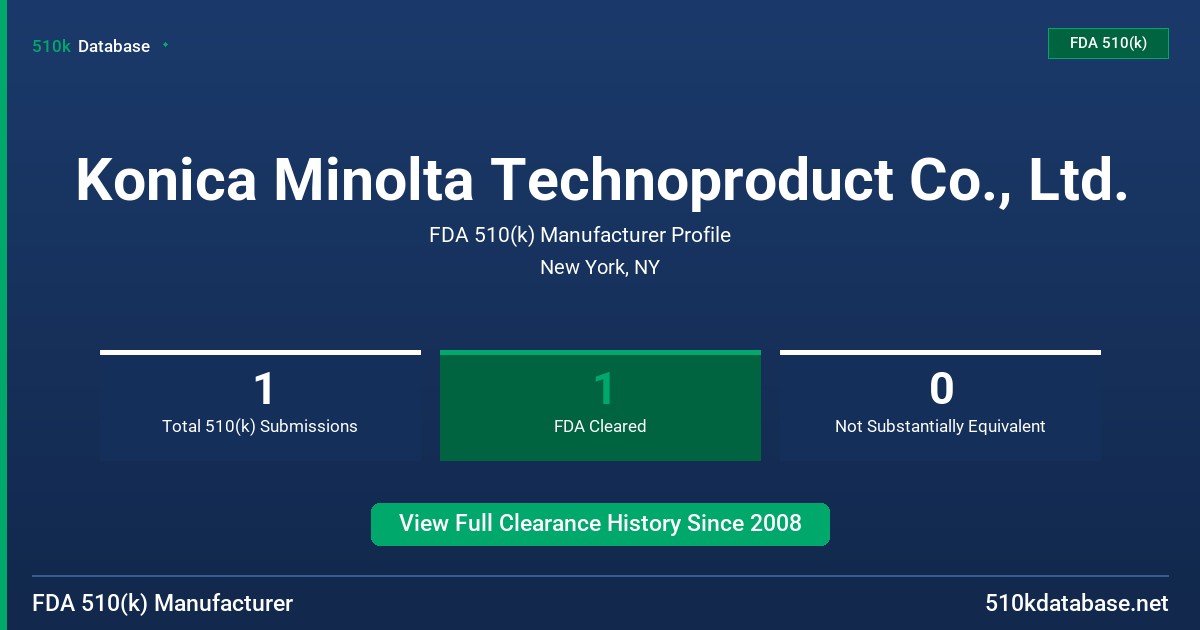 Konica Minolta Technoproduct Co., Ltd. FDA 510(k) Manufacturer Profile
