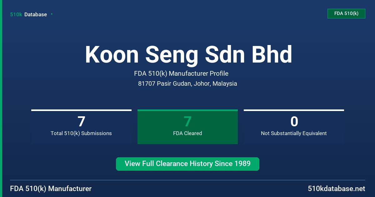Koon Seng Sdn Bhd FDA 510(k) Manufacturer Profile