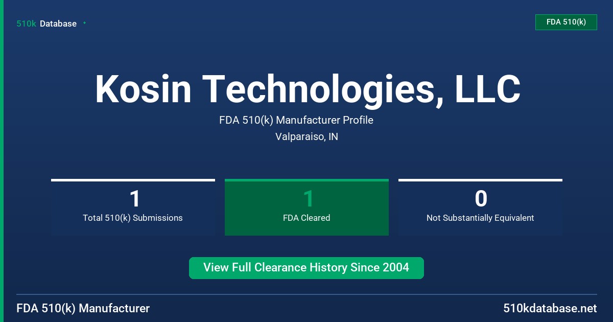 Kosin Technologies, LLC FDA 510(k) Manufacturer Profile