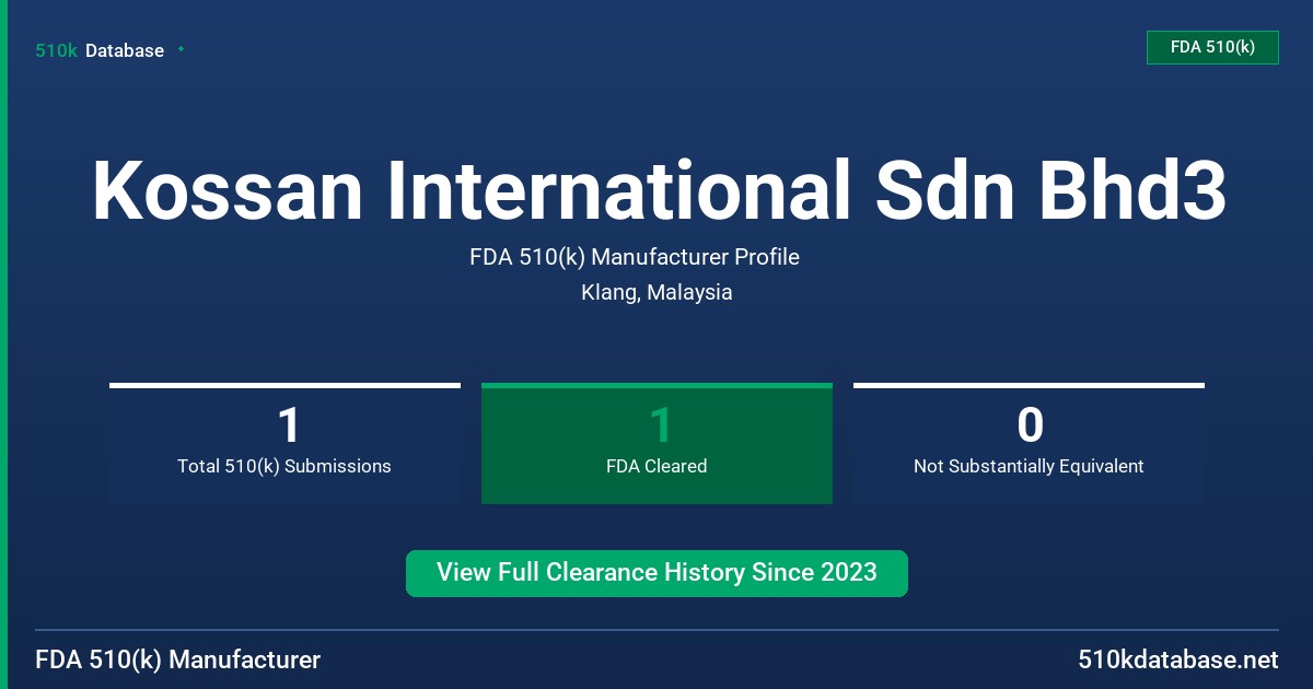 Kossan International Sdn Bhd3 FDA 510(k) Manufacturer Profile