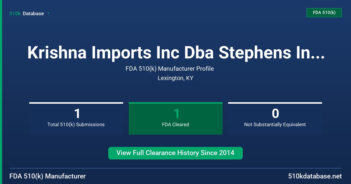Krishna Imports Inc Dba Stephens Instruments FDA 510(k) Manufacturer Profile