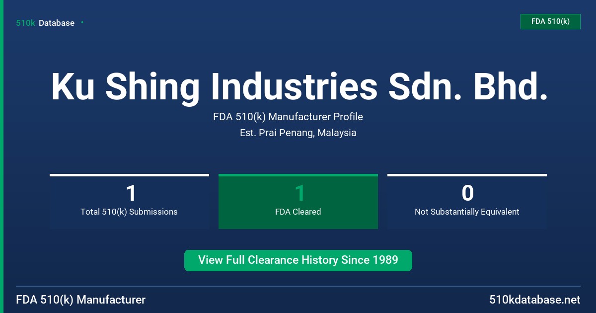Ku Shing Industries Sdn. Bhd. FDA 510(k) Manufacturer Profile