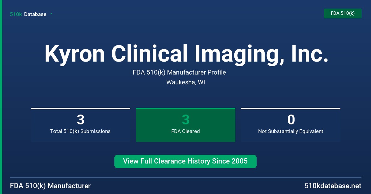 Kyron Clinical Imaging, Inc. FDA 510(k) Manufacturer Profile