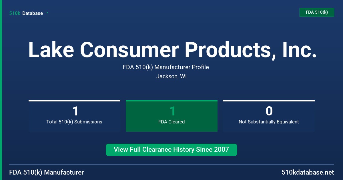 Lake Consumer Products, Inc. FDA 510(k) Manufacturer Profile