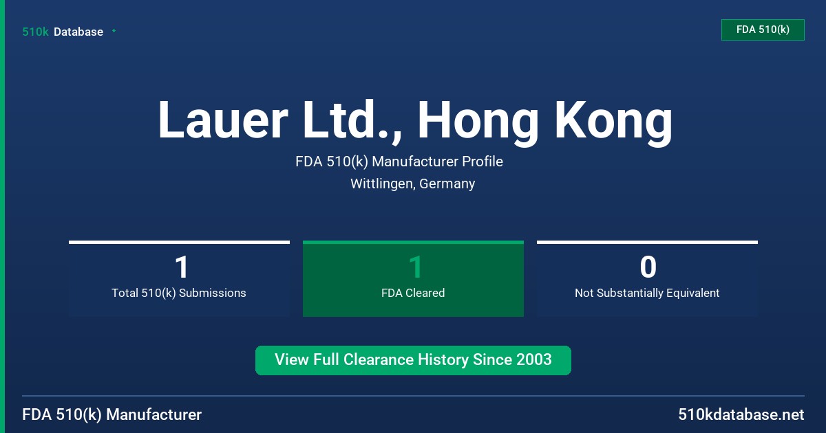 Lauer Ltd., Hong Kong FDA 510(k) Manufacturer Profile