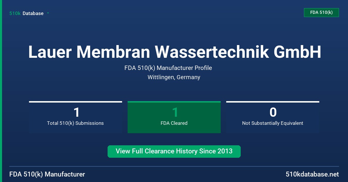 Lauer Membran Wassertechnik GmbH FDA 510(k) Manufacturer Profile
