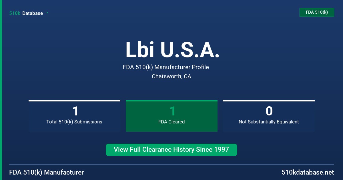 Lbi U.S.A. FDA 510(k) Manufacturer Profile
