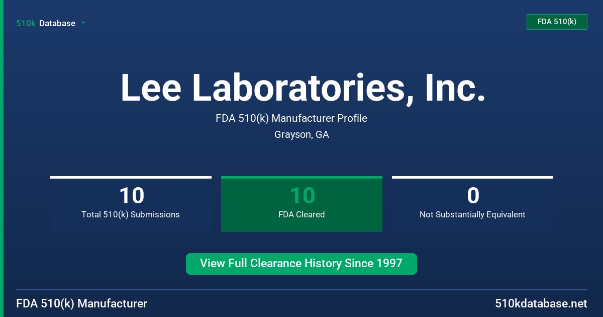 Lee Laboratories, Inc. FDA 510(k) Manufacturer Profile