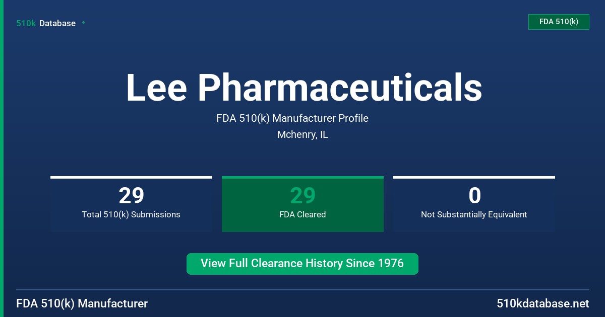 Lee Pharmaceuticals FDA 510(k) Manufacturer Profile