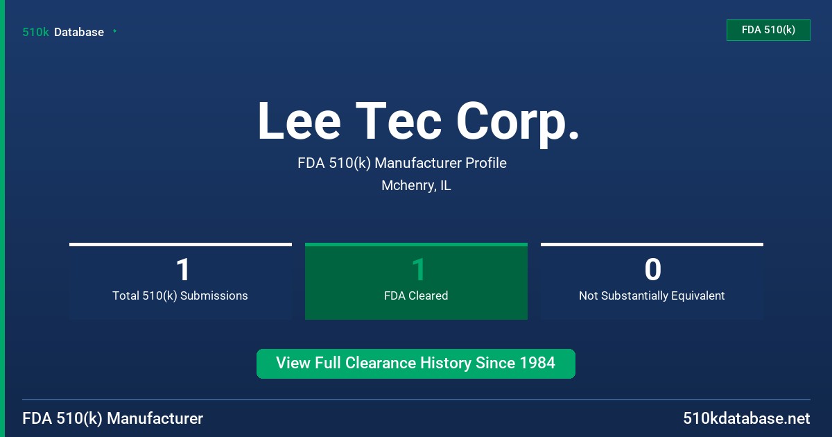 Lee Tec Corp. FDA 510(k) Manufacturer Profile