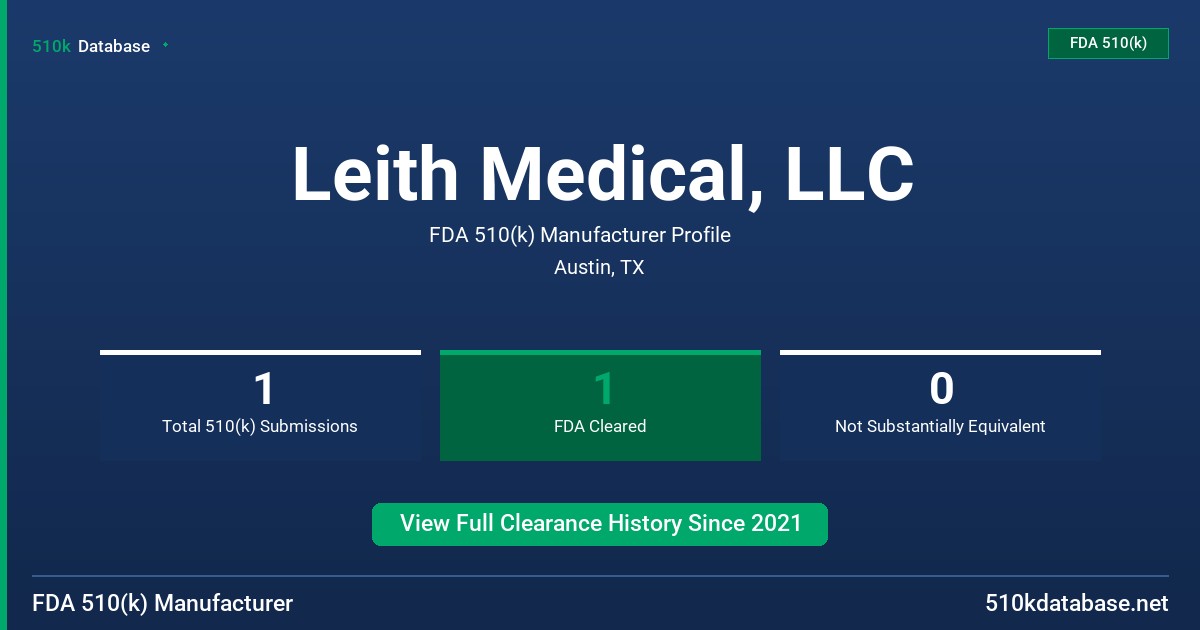 Leith Medical, LLC FDA 510(k) Manufacturer Profile
