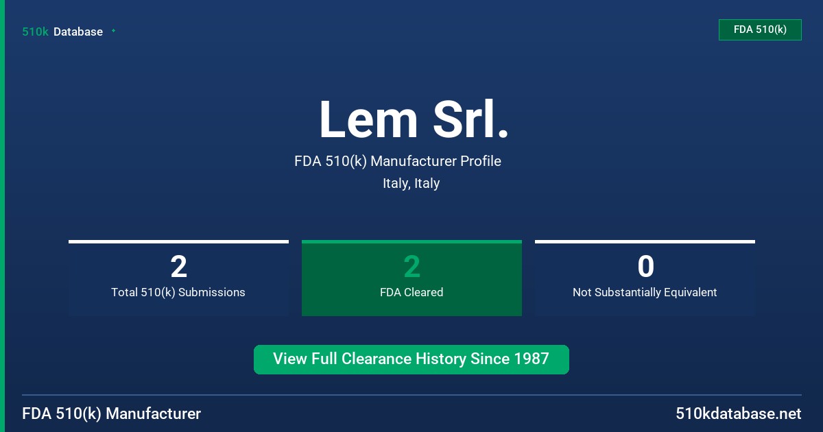 Lem Srl. FDA 510(k) Manufacturer Profile
