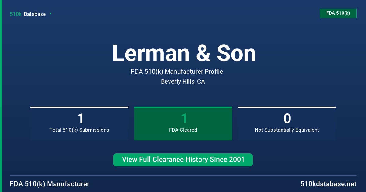 Lerman & Son FDA 510(k) Manufacturer Profile