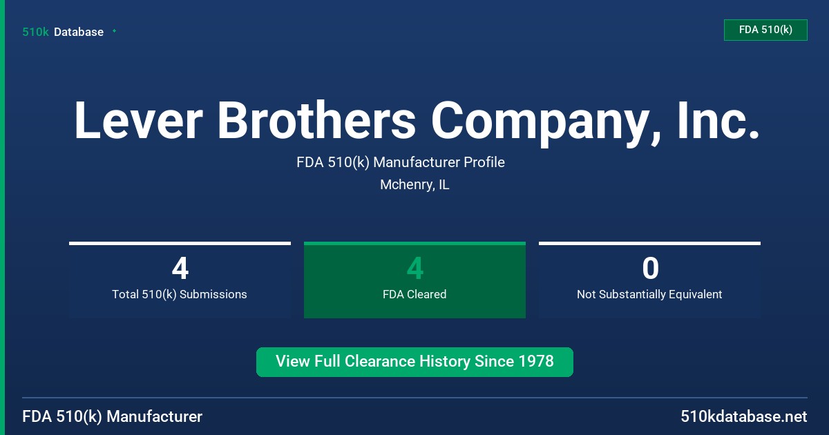 Lever Brothers Company, Inc. FDA 510(k) Manufacturer Profile