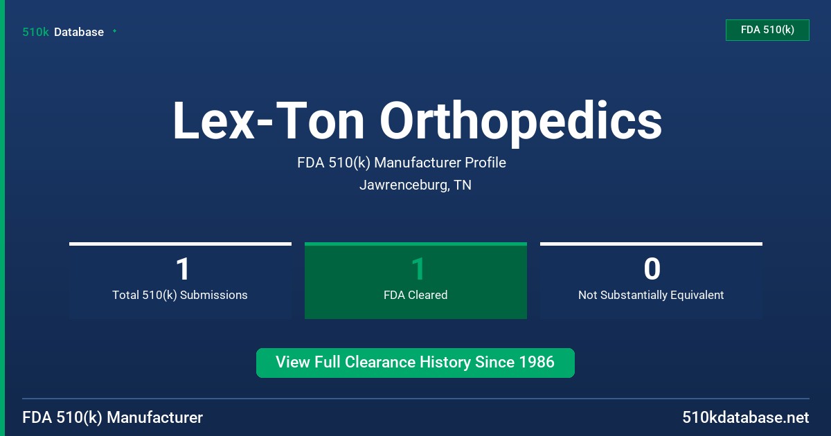 Lex-Ton Orthopedics FDA 510(k) Manufacturer Profile