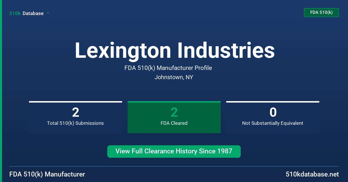 Lexington Industries FDA 510(k) Manufacturer Profile