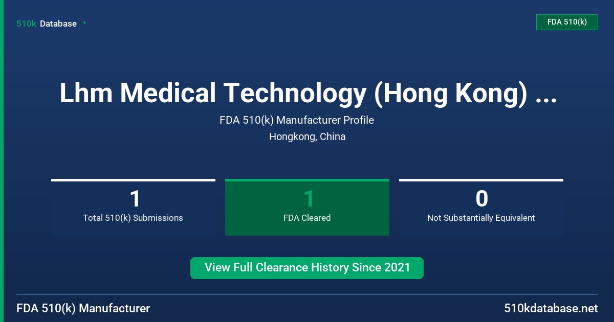 Lhm Medical Technology (Hong Kong) Limited FDA 510(k) Manufacturer Profile