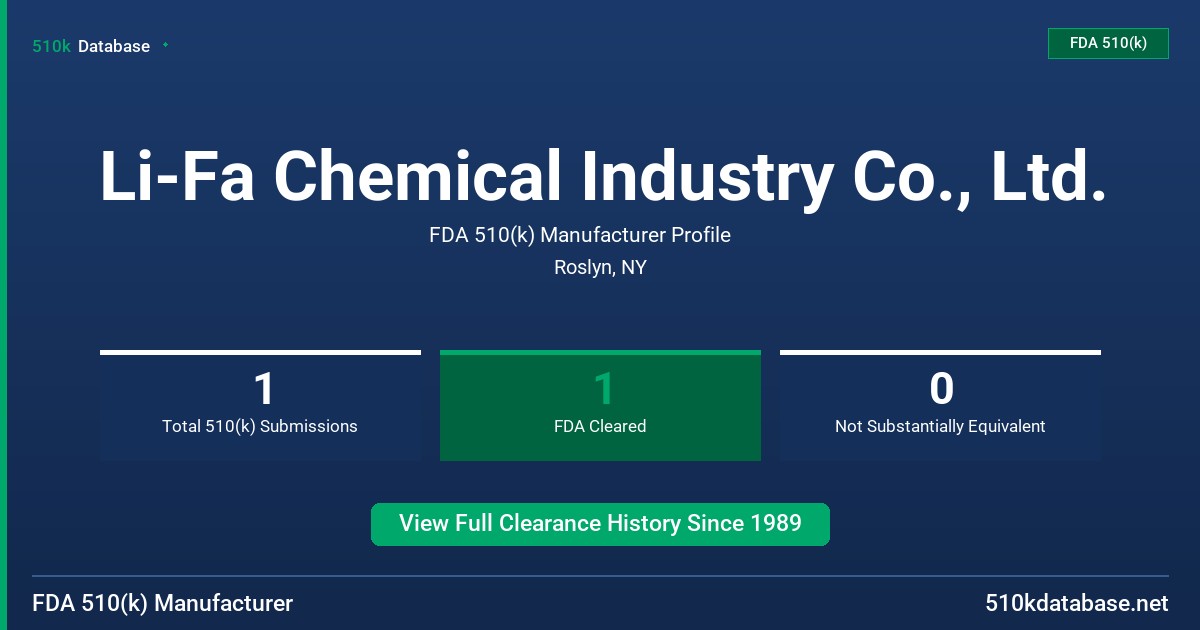 Li-Fa Chemical Industry Co., Ltd. FDA 510(k) Manufacturer Profile