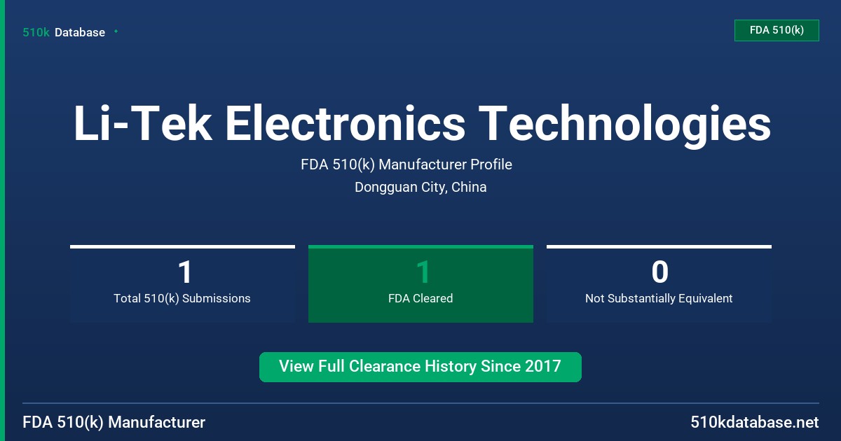 Li-Tek Electronics Technologies FDA 510(k) Manufacturer Profile