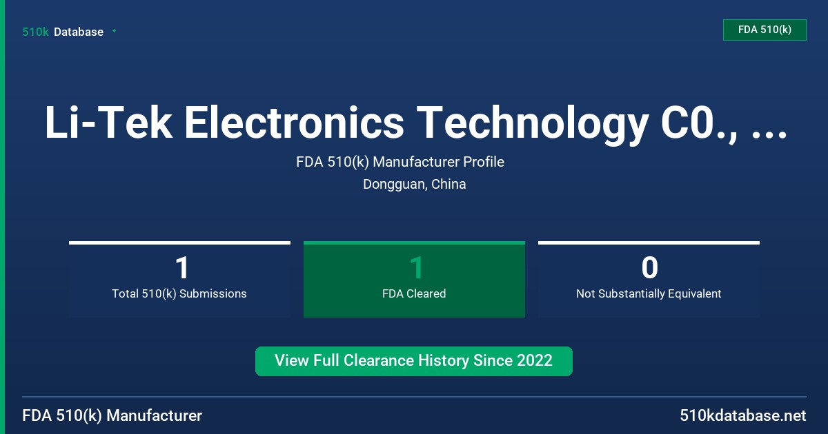 Li-Tek Electronics Technology C0., Ltd. FDA 510(k) Manufacturer Profile