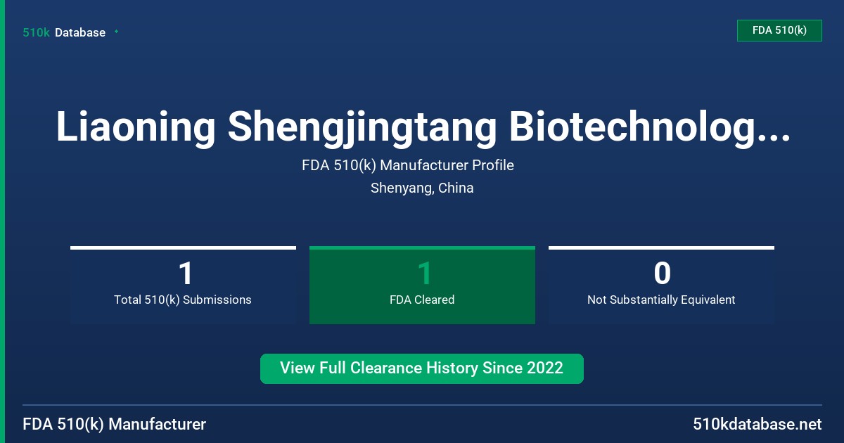 Liaoning Shengjingtang Biotechnology Co., Ltd. FDA 510(k) Manufacturer Profile