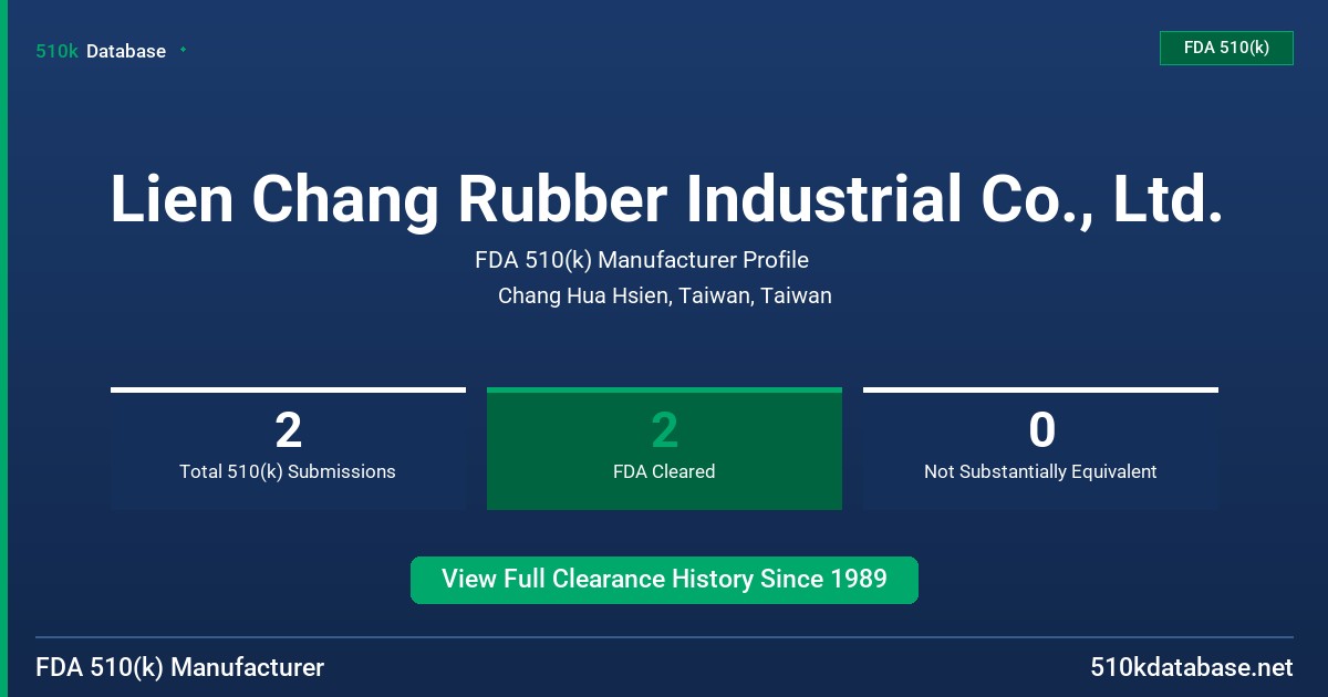 Lien Chang Rubber Industrial Co., Ltd. FDA 510(k) Manufacturer Profile