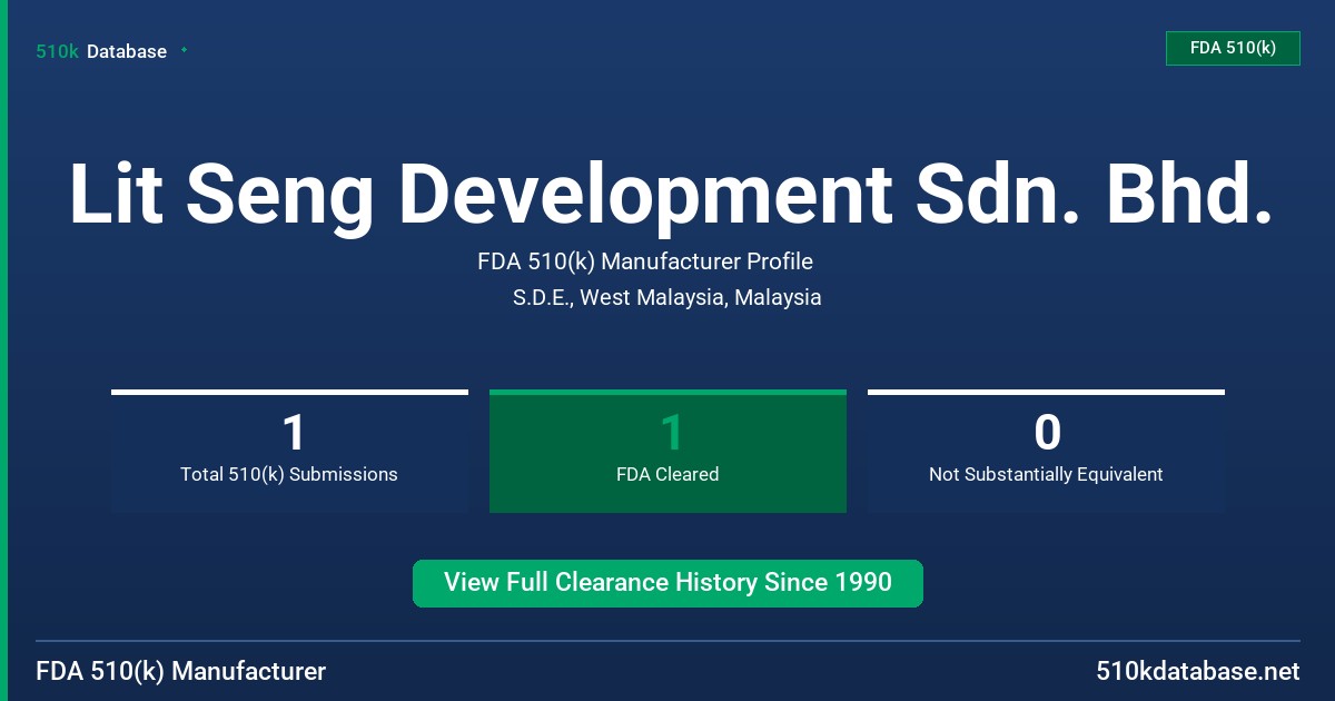 Lit Seng Development Sdn. Bhd. FDA 510(k) Manufacturer Profile