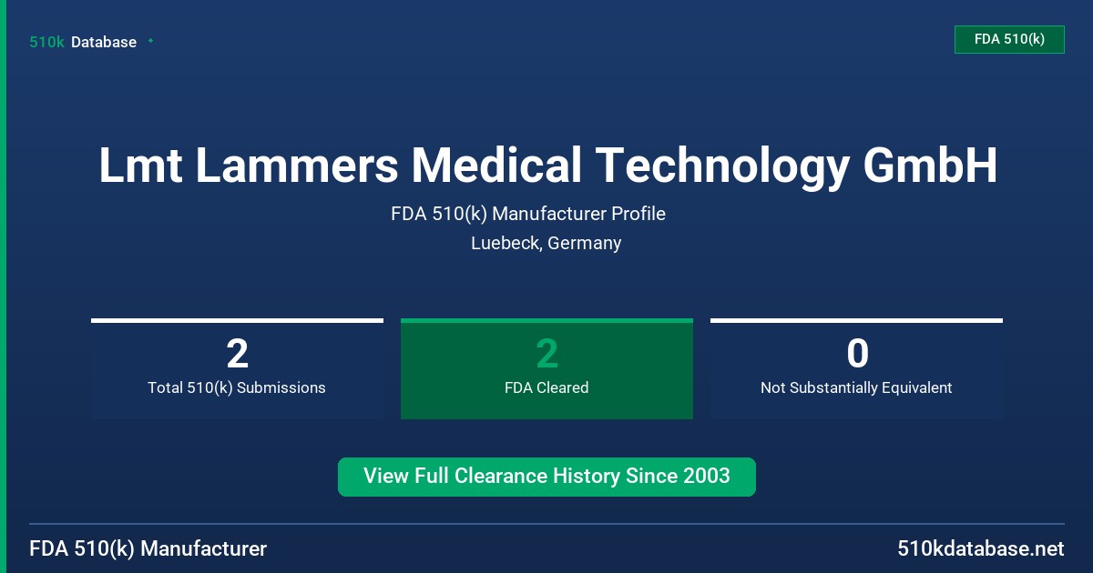 Lmt Lammers Medical Technology GmbH FDA 510(k) Manufacturer Profile
