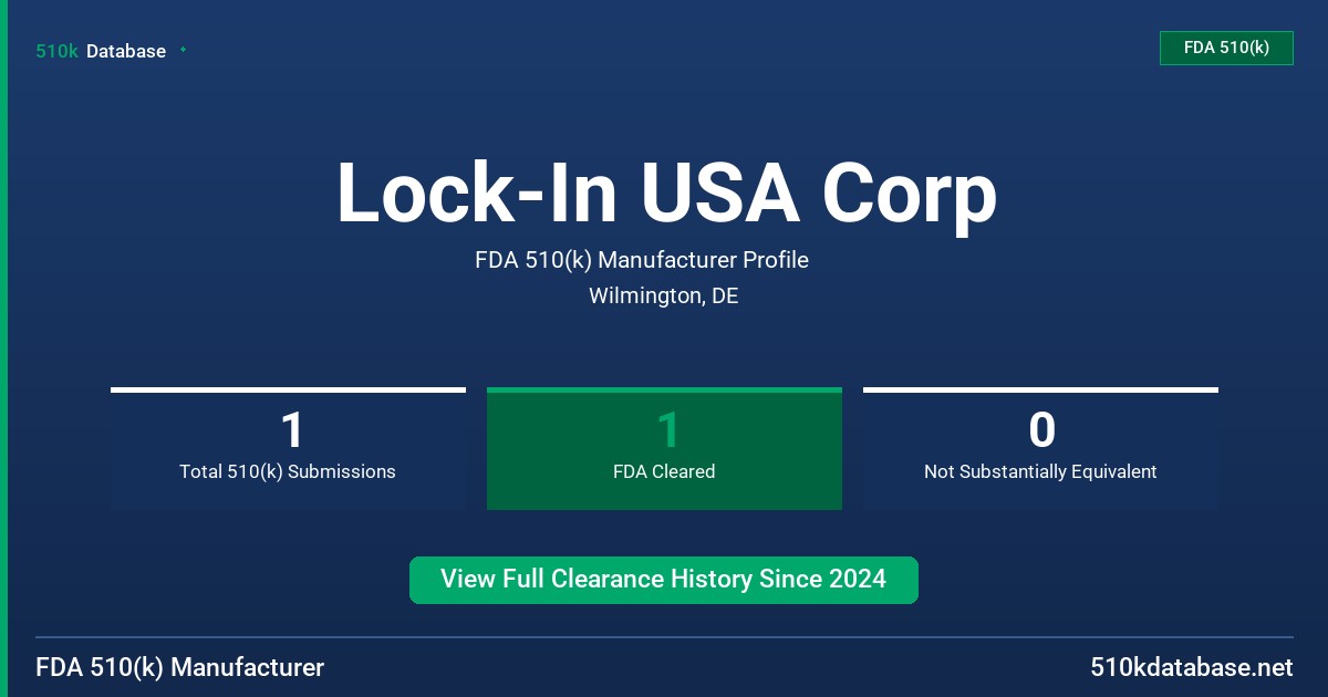 Lock-In USA Corp FDA 510(k) Manufacturer Profile