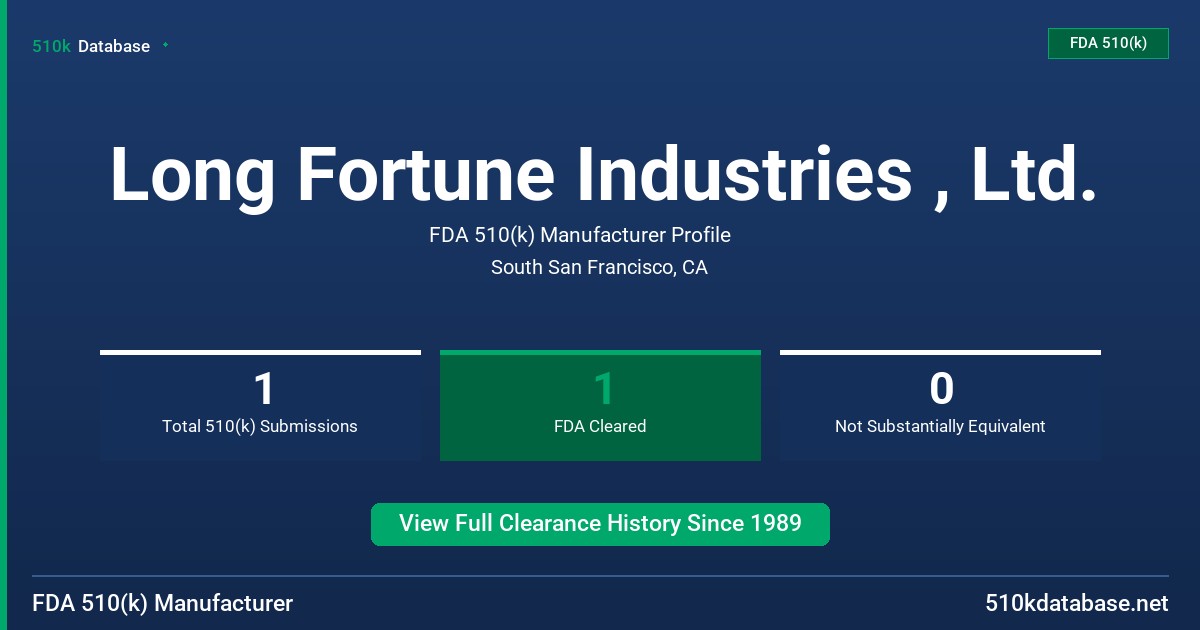 Long Fortune Industries , Ltd. FDA 510(k) Manufacturer Profile