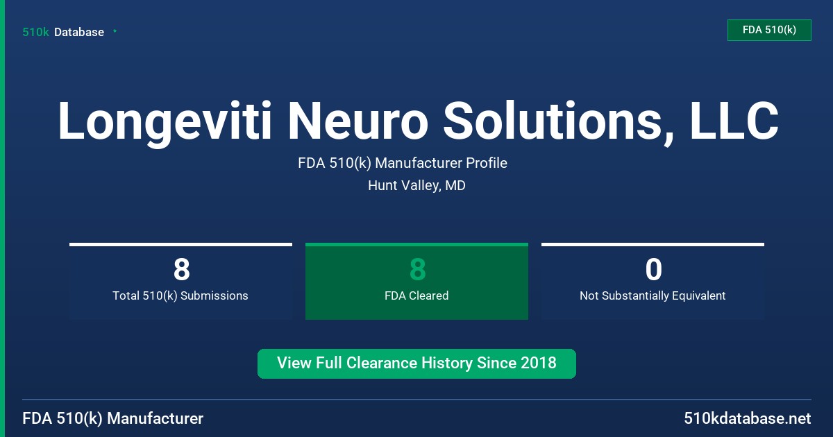 Longeviti Neuro Solutions, LLC FDA 510(k) Manufacturer Profile