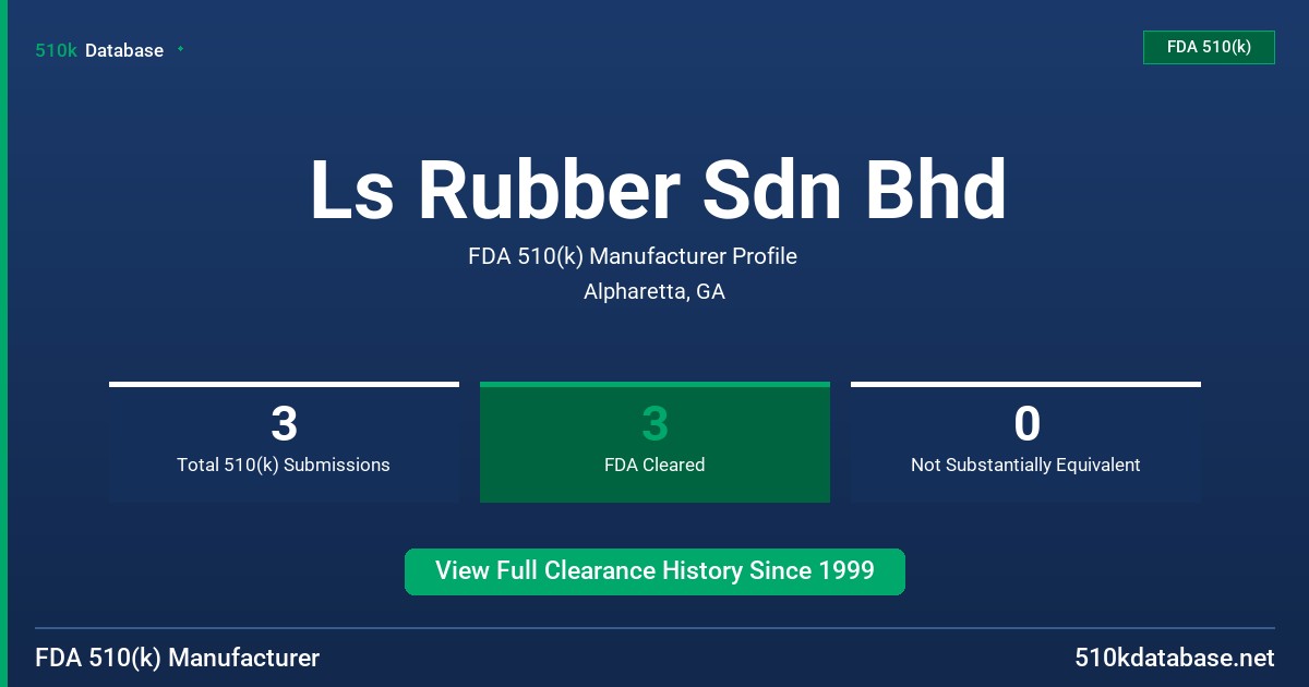Ls Rubber Sdn Bhd FDA 510(k) Manufacturer Profile