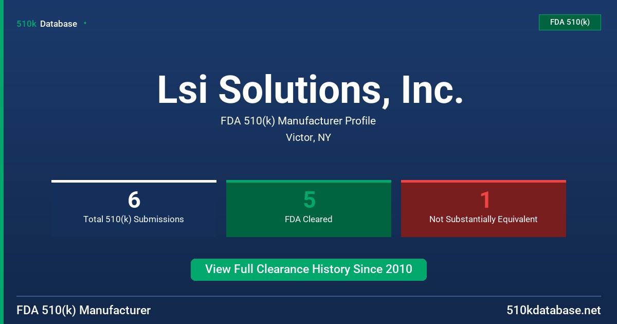 Lsi Solutions, Inc. FDA 510(k) Manufacturer Profile