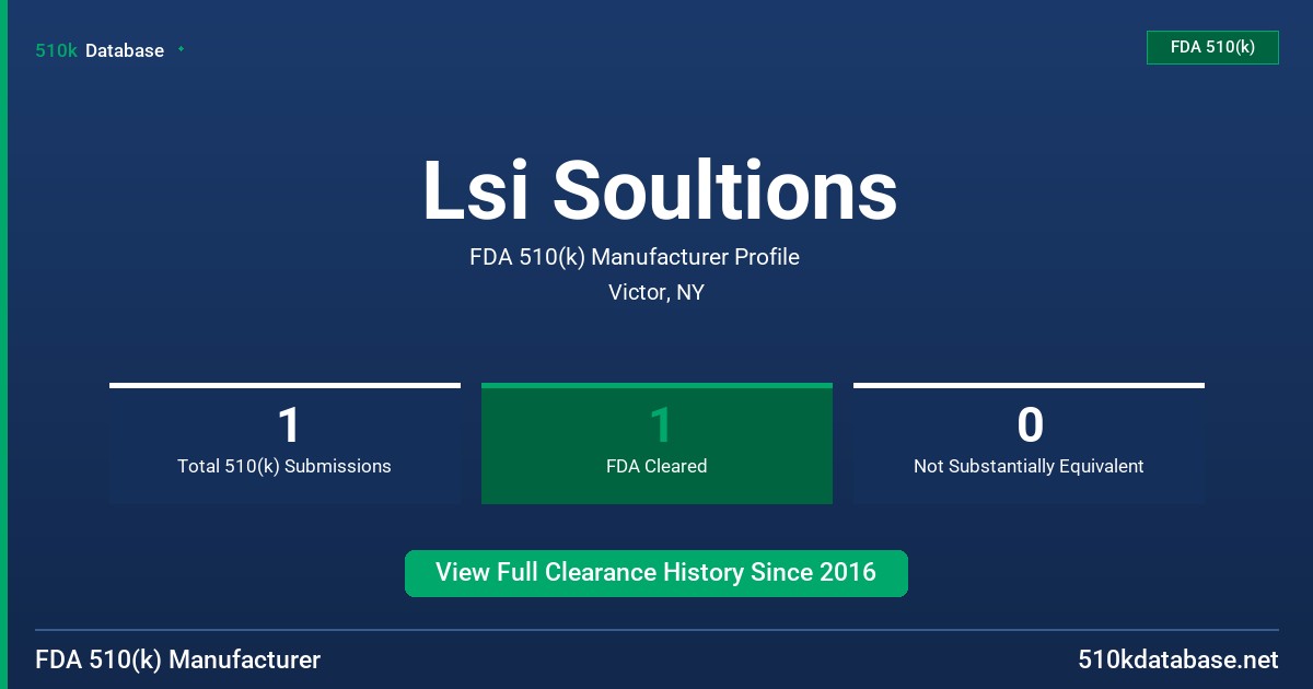 Lsi Soultions FDA 510(k) Manufacturer Profile
