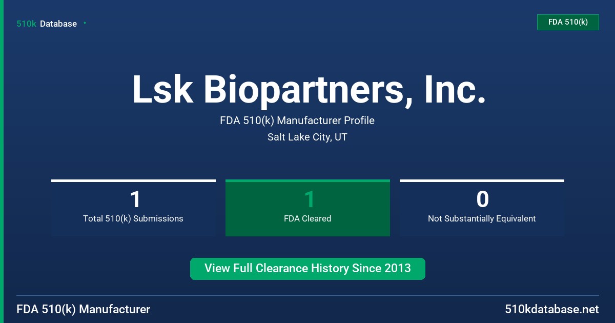 Lsk Biopartners, Inc. FDA 510(k) Manufacturer Profile