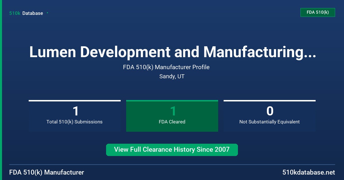 Lumen Development and Manufacturing, Inc. FDA 510(k) Manufacturer Profile