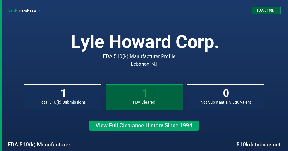 Lyle Howard Corp. FDA 510(k) Manufacturer Profile