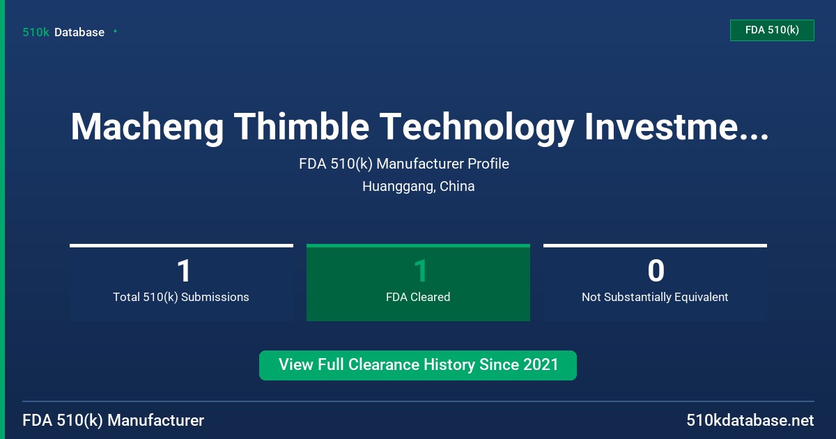 Macheng Thimble Technology Investment Co., Ltd. FDA 510(k) Manufacturer Profile