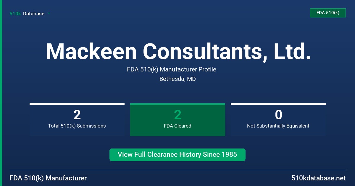 Mackeen Consultants, Ltd. FDA 510(k) Manufacturer Profile