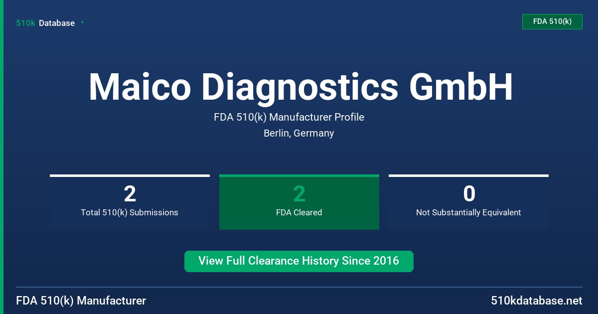 Maico Diagnostics GmbH FDA 510(k) Manufacturer Profile