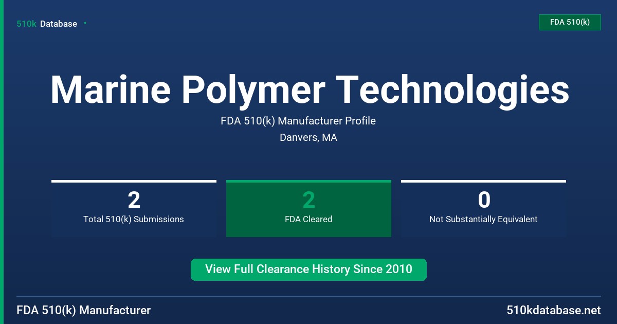 Marine Polymer Technologies FDA 510(k) Manufacturer Profile