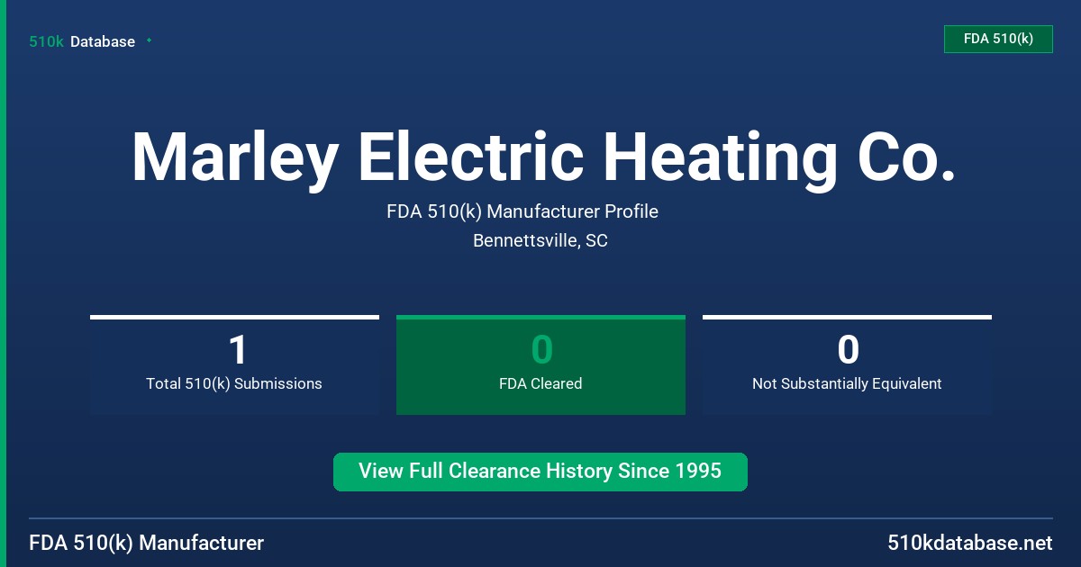 Marley Electric Heating Co. FDA 510(k) Manufacturer Profile