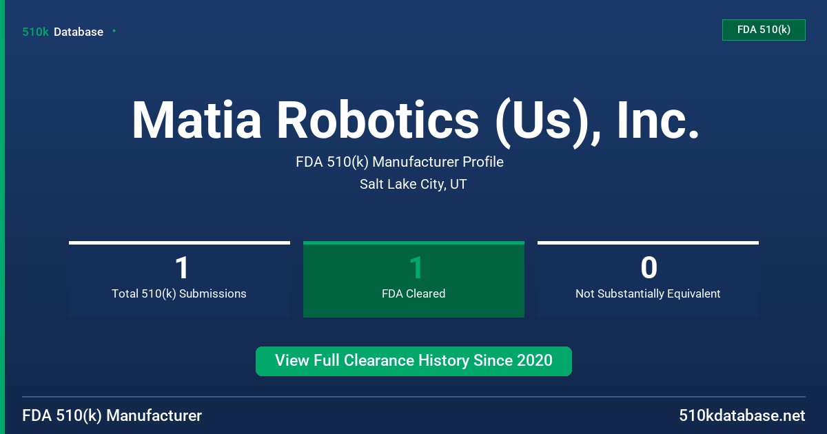 Matia Robotics (Us), Inc. FDA 510(k) Manufacturer Profile