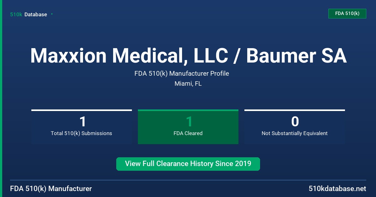 Maxxion Medical, LLC / Baumer SA FDA 510(k) Manufacturer Profile